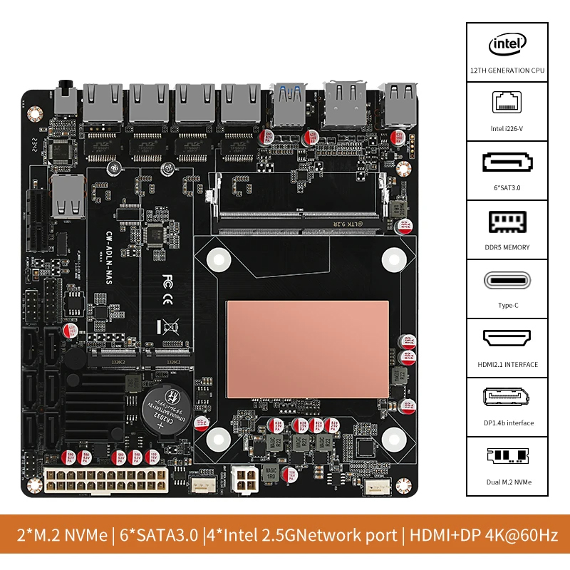 N100/N150 6 Bays NAS Motherboa - огляд і ціна Nas Motherboard N100 6 Sata